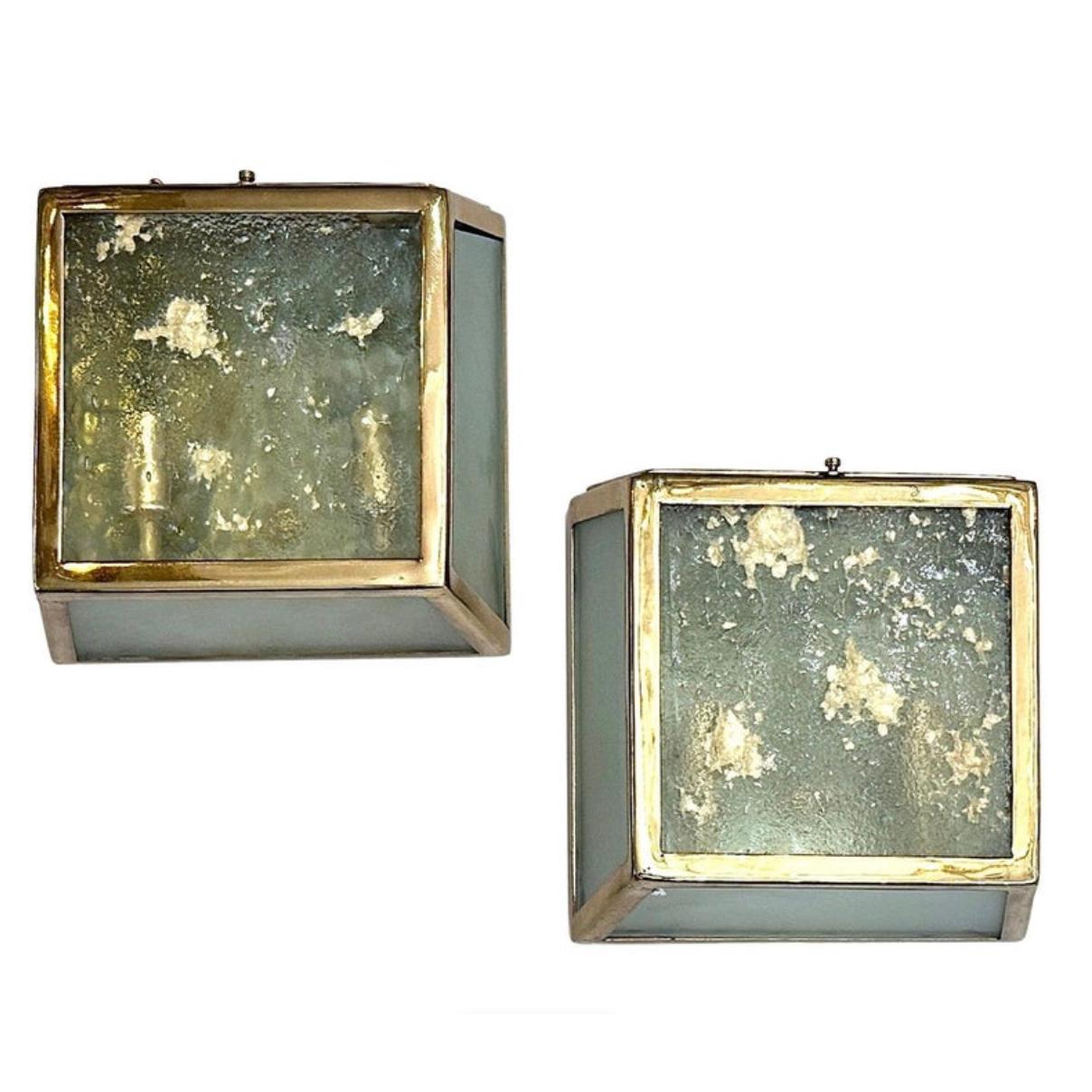 Pair of Midcentury Art Glass Ceiling Fixtures, Sold Individually In Good Condition For Sale In New York, NY