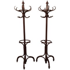 Pair of Midcentury Art Nouveau "Perroquet" Style Coat Rack in Thonet Style