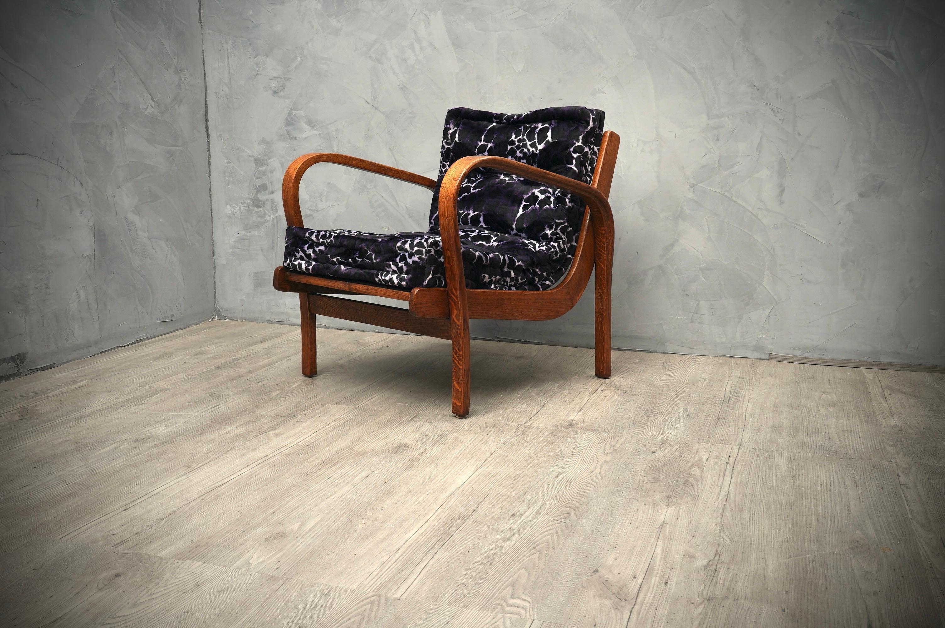 Midcentury Ash Wood and Fabric Italian Club Chairs  Armchairs, 1950 5