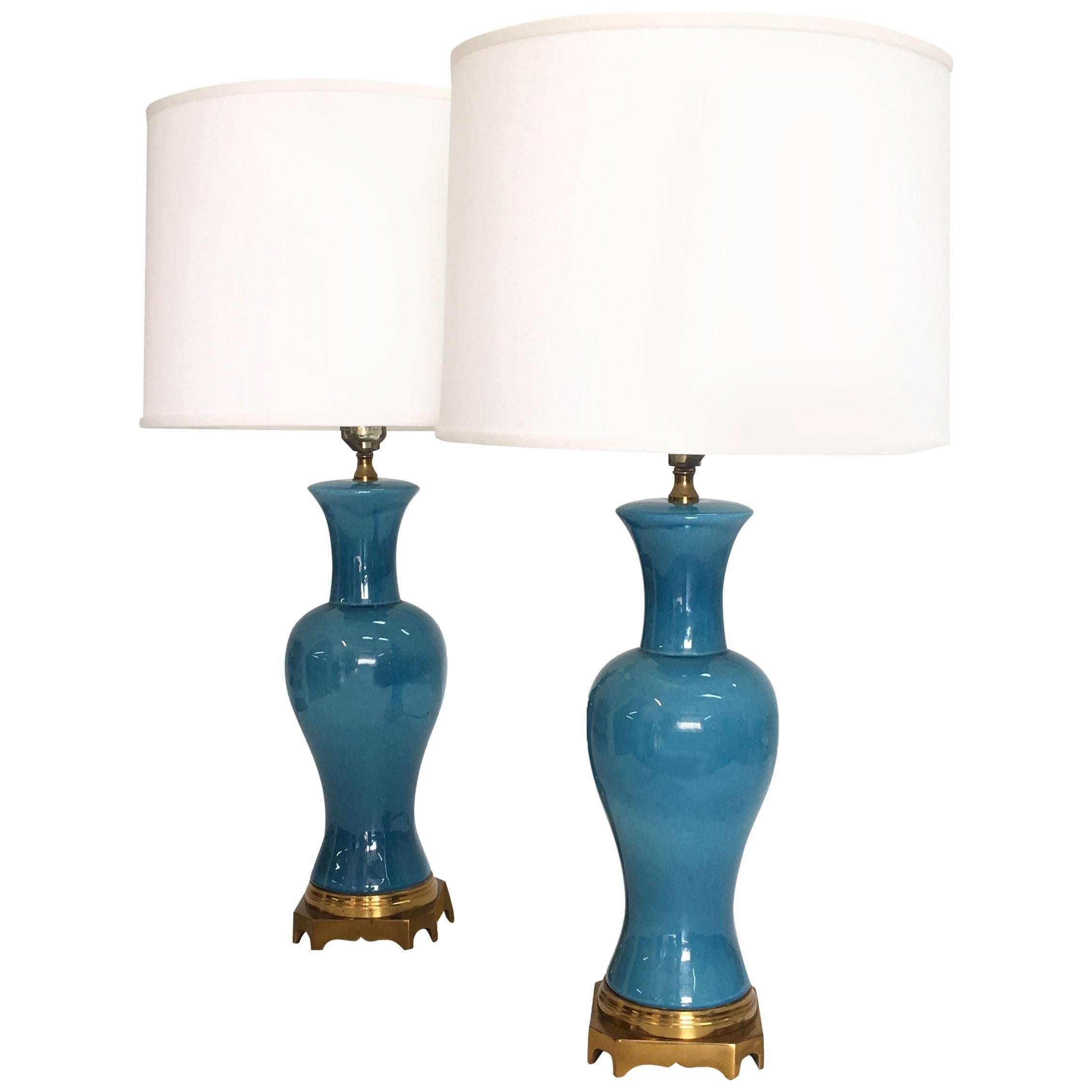 Pair of Midcentury Asian Style Table Lamps For Sale