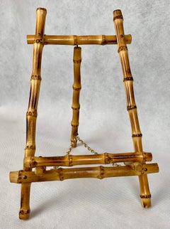 Pair of Midcentury Bamboo Easels with Brass Chains