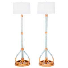 Pair of Midcentury Bamboo Floor Lamps