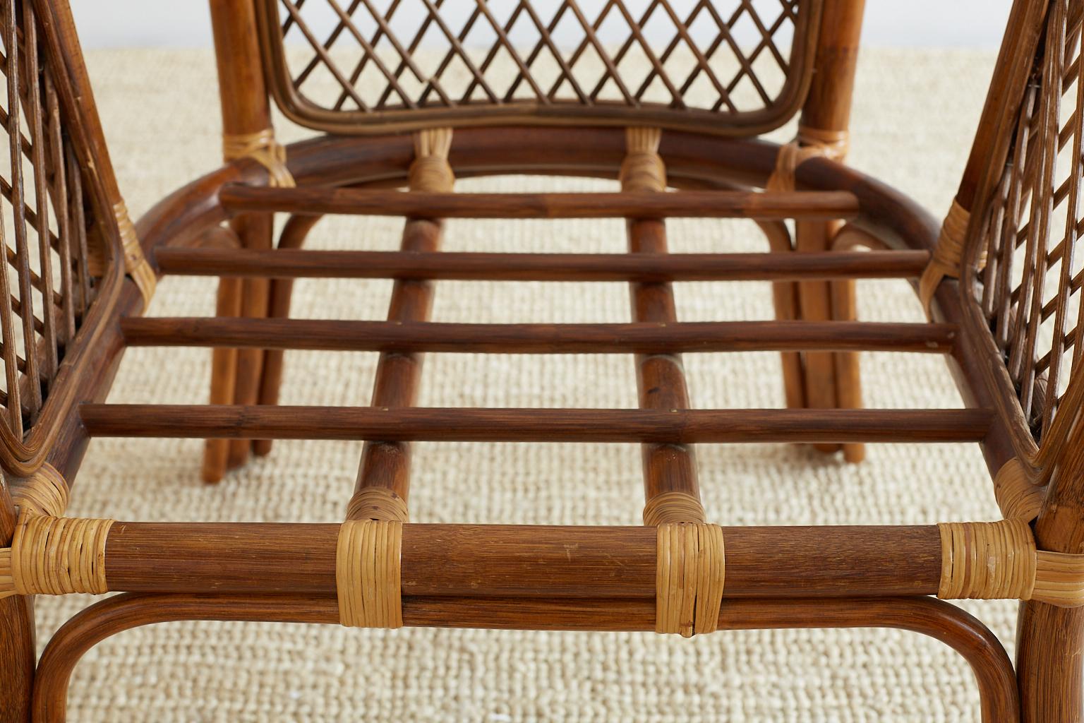 Pair of Midcentury Bamboo Rattan Barrel Chairs 5