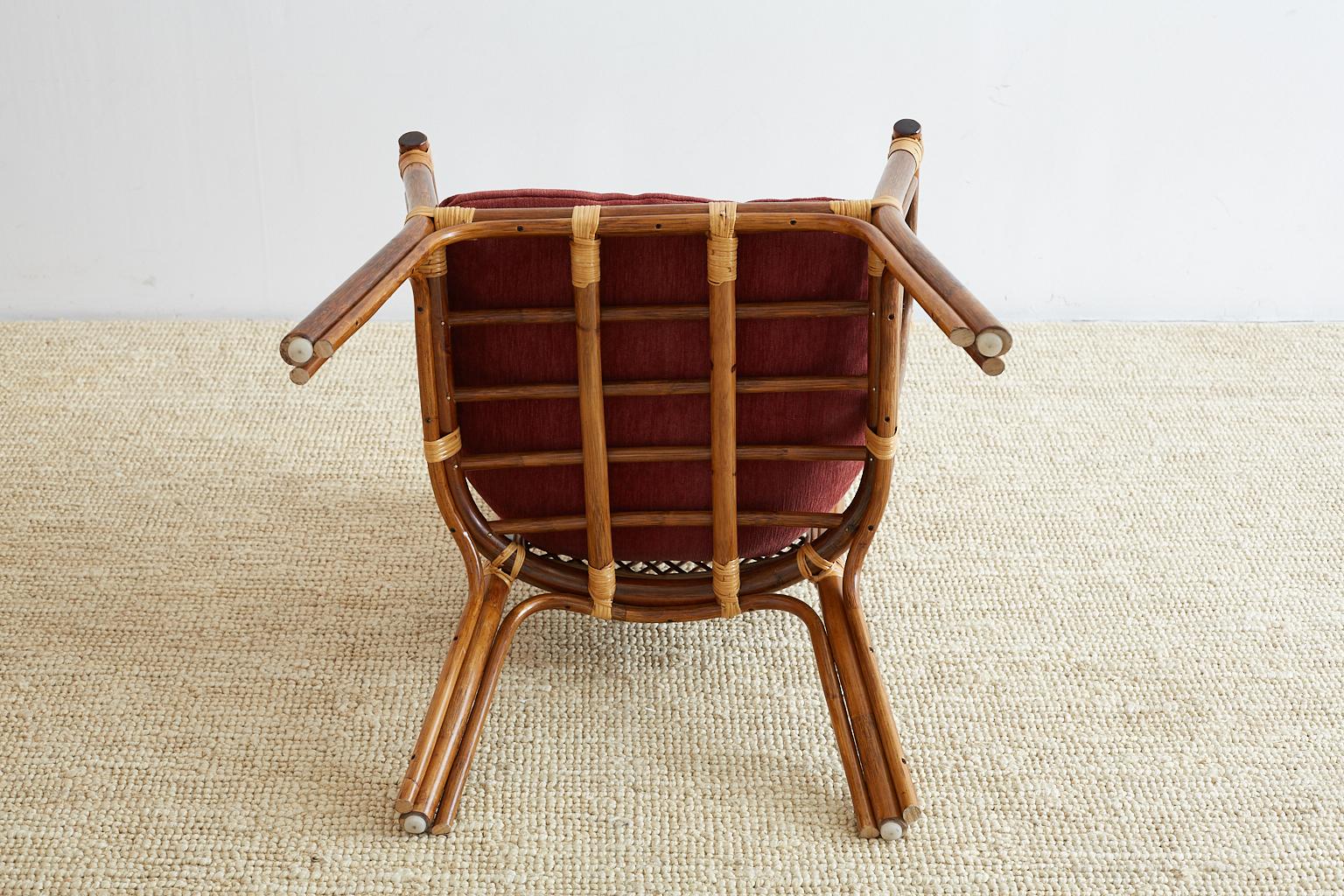Pair of Midcentury Bamboo Rattan Barrel Chairs 6