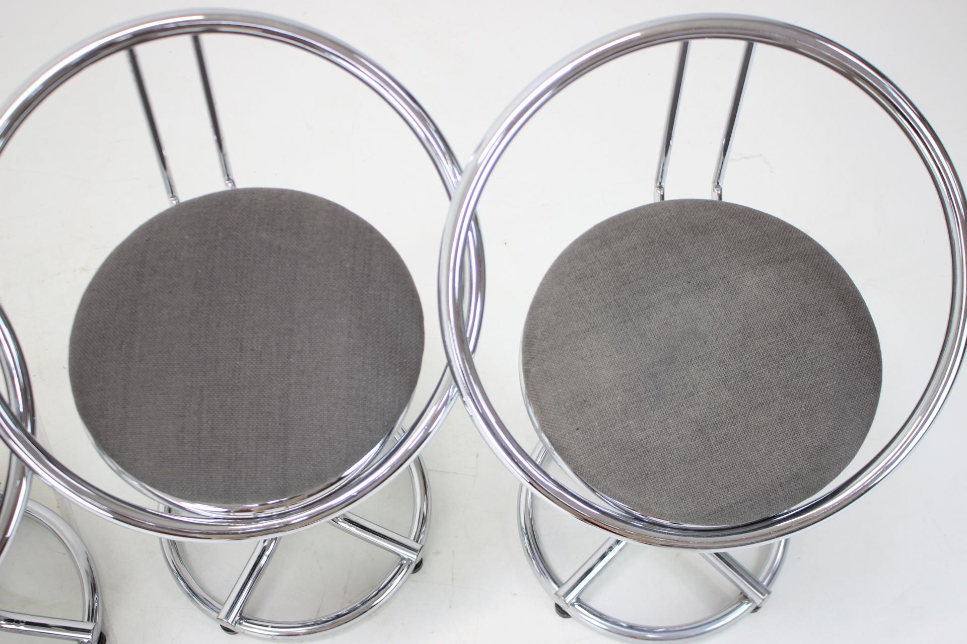 Fabric Pair of Midcentury Bar Stools, Italy 1970s For Sale