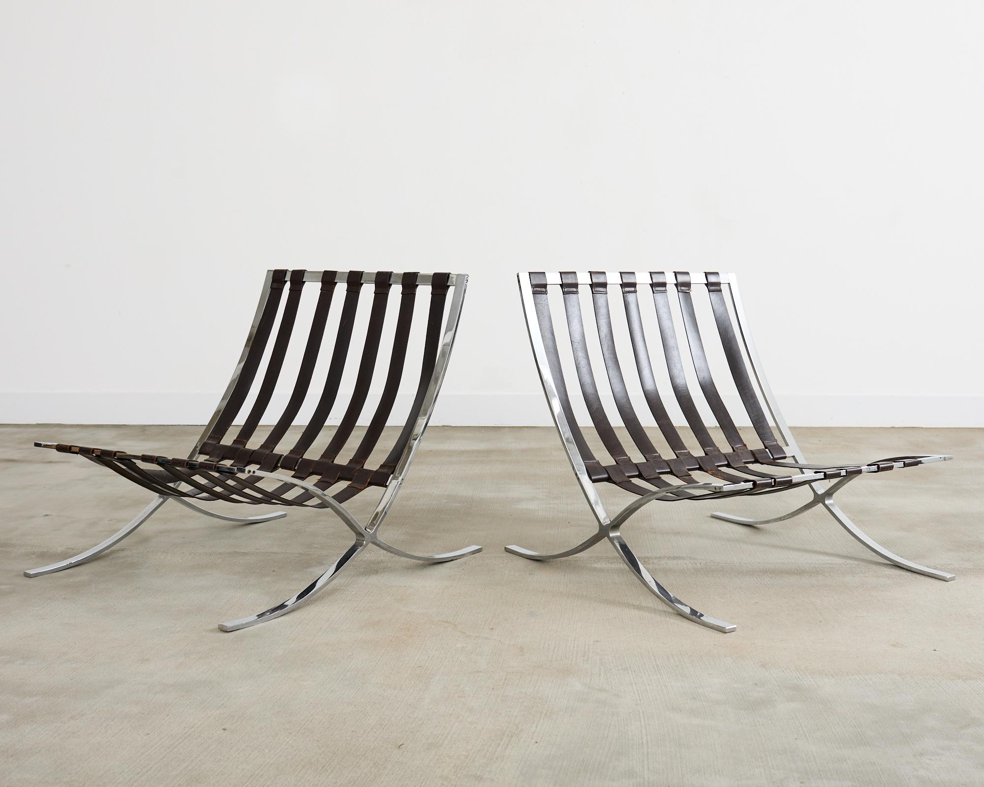 Pair of Midcentury Barcelona Chairs After Ludwig Mies Van der Rohe 2