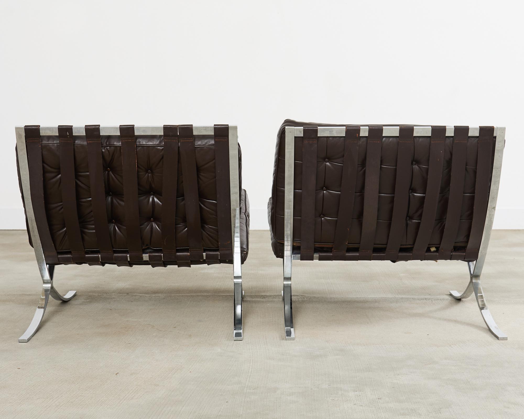 Pair of Midcentury Barcelona Chairs After Ludwig Mies Van der Rohe 10