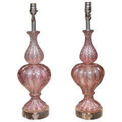 Pair of Midcentury Barovier & Toso Lamps