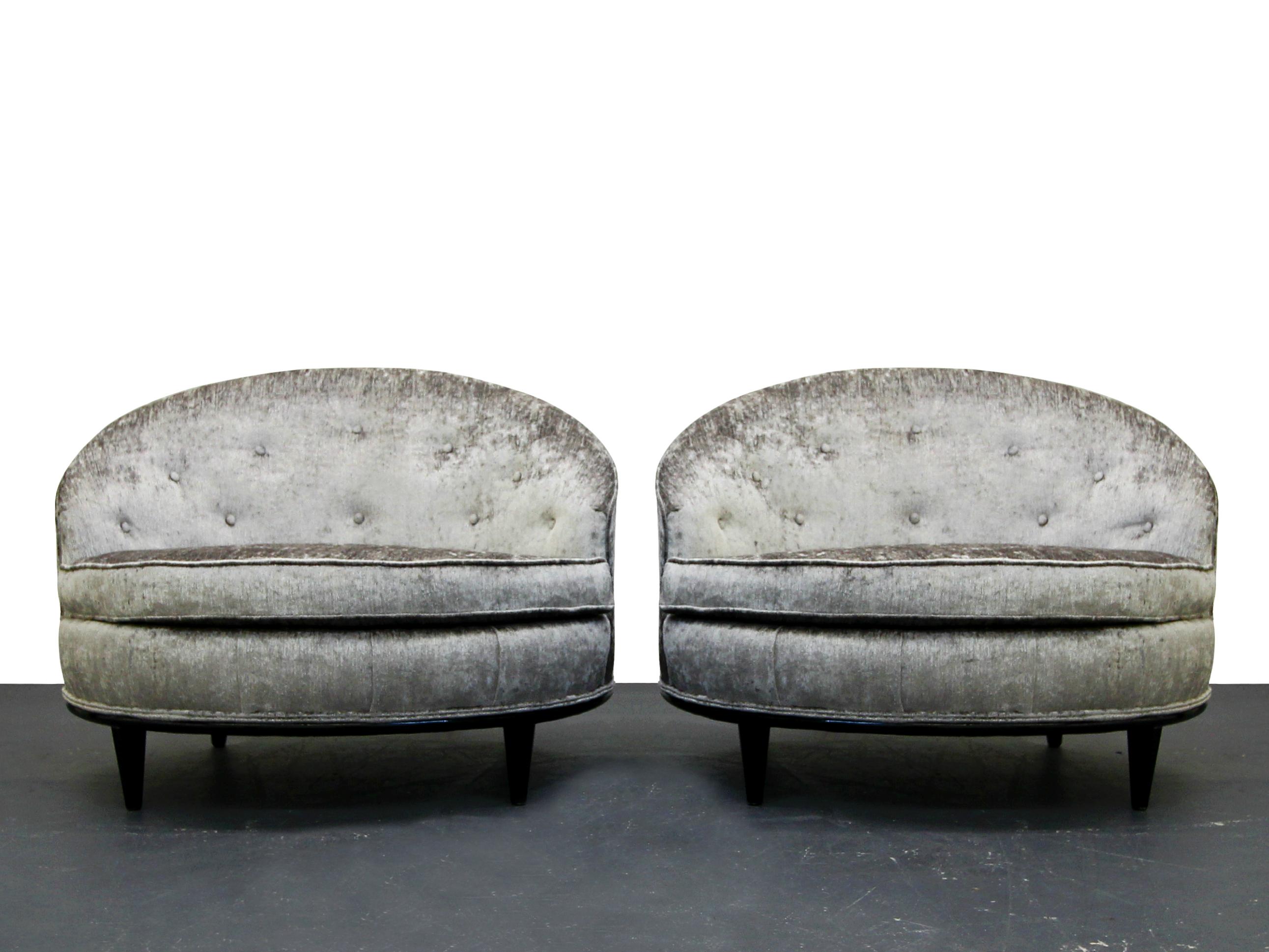 Mid-Century Modern Pair of Midcentury Barrel Back Slipper Chairs