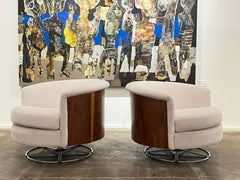 Pair of Midcentury Barrel Swivel Chairs by Selig