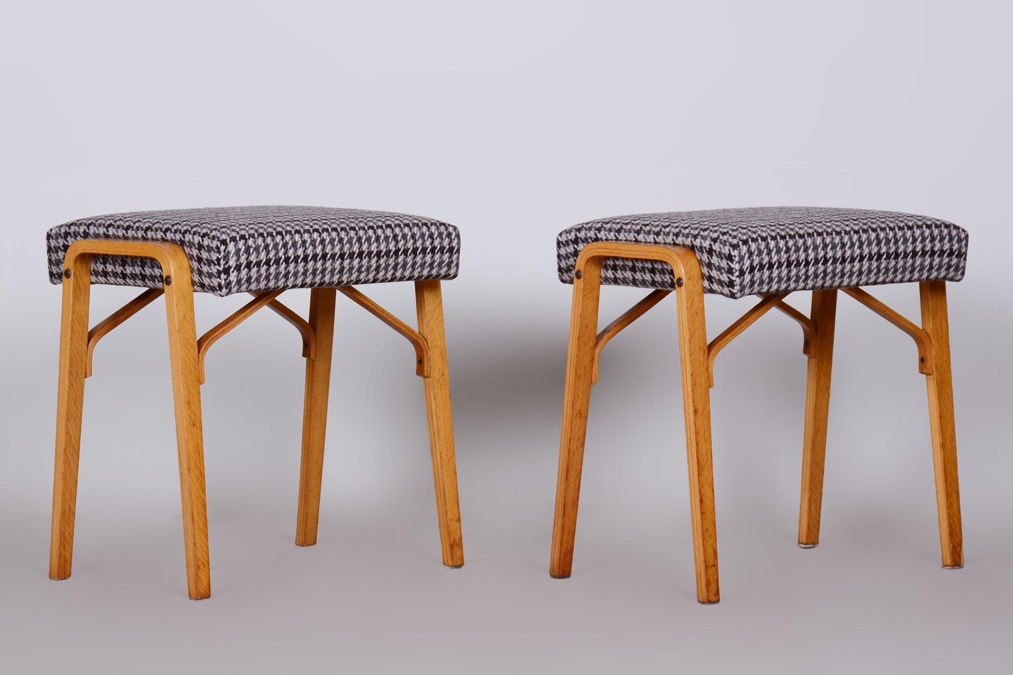 Mid-Century Modern Pair of Midcentury Beech Stools by Ludvik Volak, Czechia, 1950s For Sale