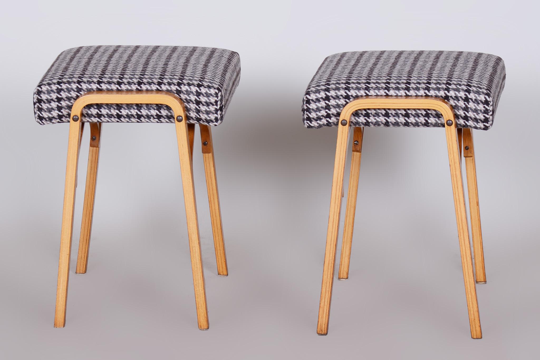 20th Century Pair of Midcentury Beech Stools by Ludvik Volak, Czechia, 1950s For Sale