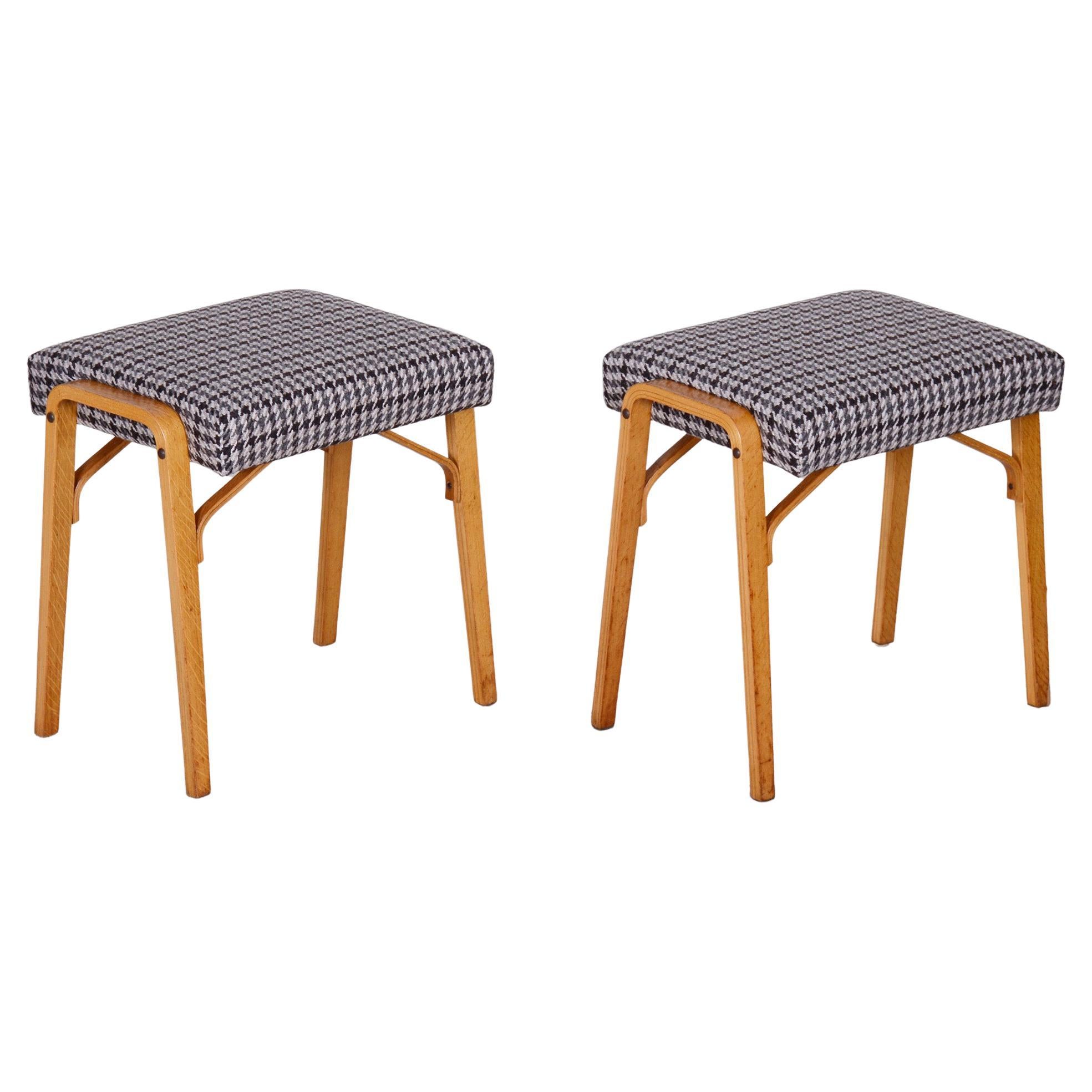 Pair of Midcentury Beech Stools by Ludvik Volak, Czechia, 1950s For Sale