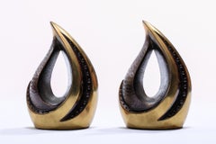 Pair of Midcentury Ben Seibel Sculptural Brass Bookends