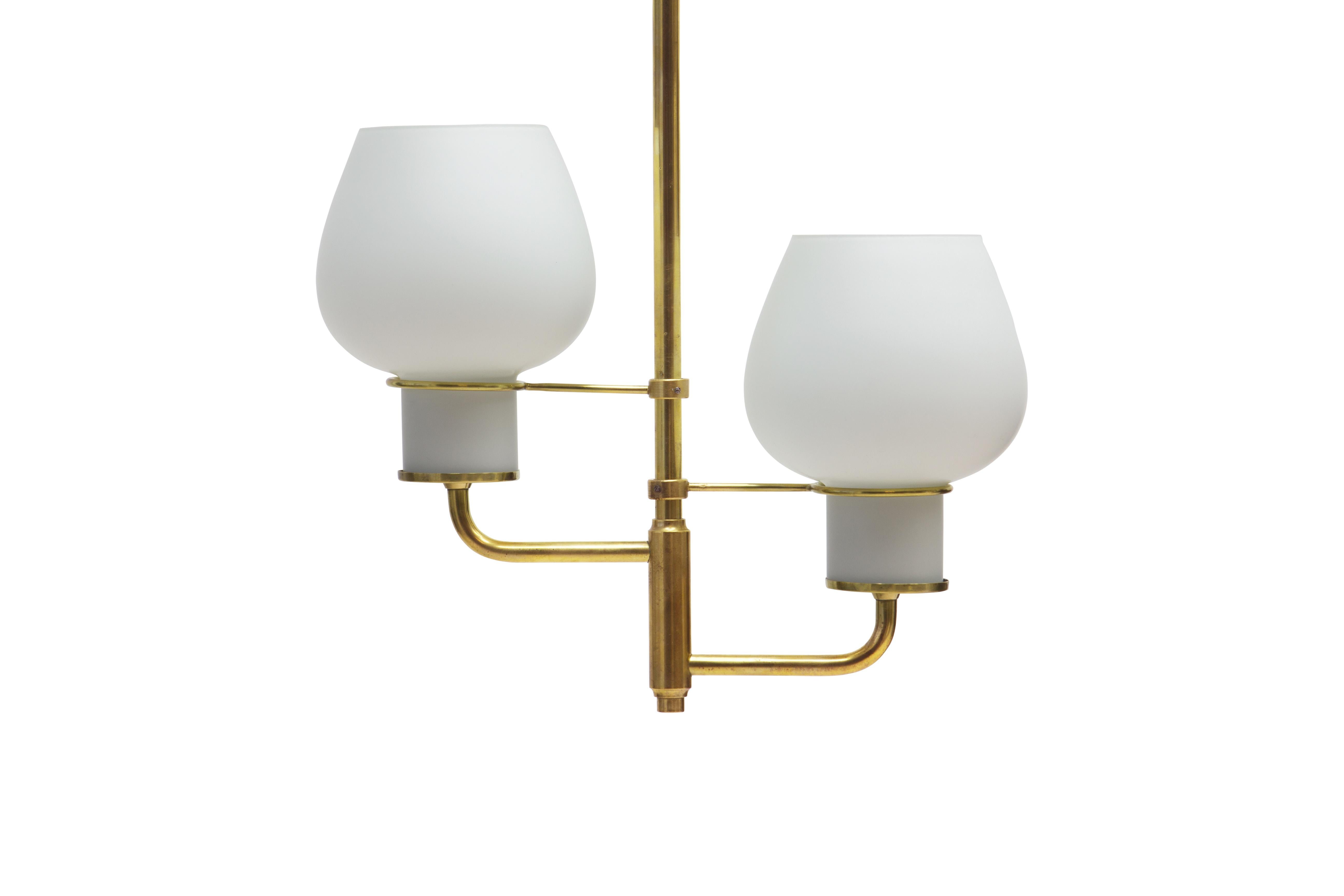 Mid-Century Modern Pair of Midcentury Bent Karlby ‘Attributed’ Brass Ceiling Lamps, Denmark, 1950s