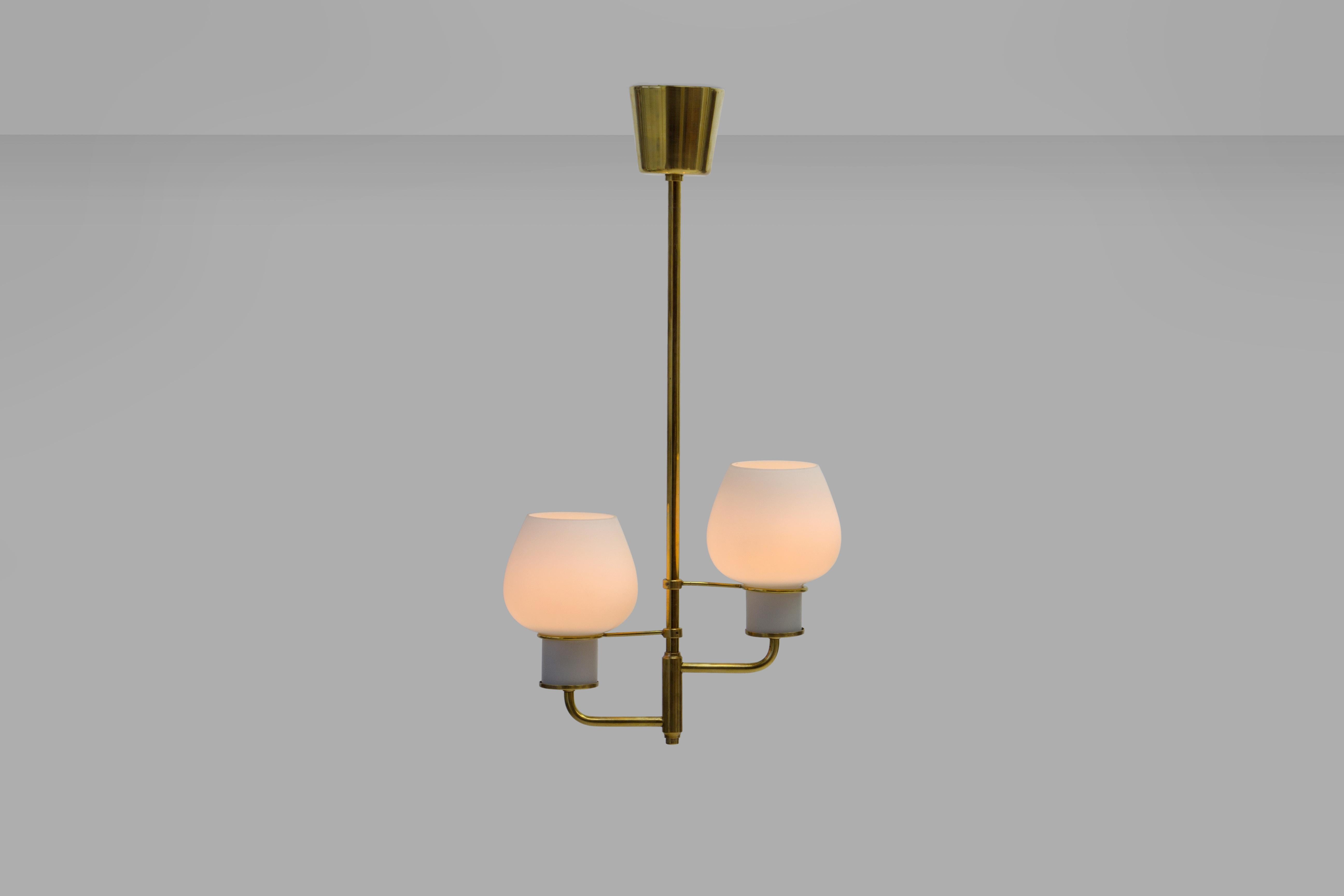Mid-20th Century Pair of Midcentury Bent Karlby ‘Attributed’ Brass Ceiling Lamps, Denmark, 1950s
