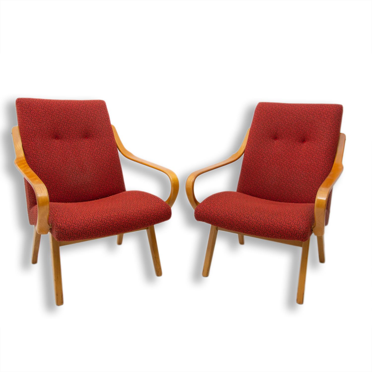 These bentwood armchairs were designed by Jaroslav Šmídek and made in the former Czechoslovakia in the 1960s.

The chairs are stable and comfortable. They are in good Vintage condition, shows signs of age and using.

Price is for the pair.