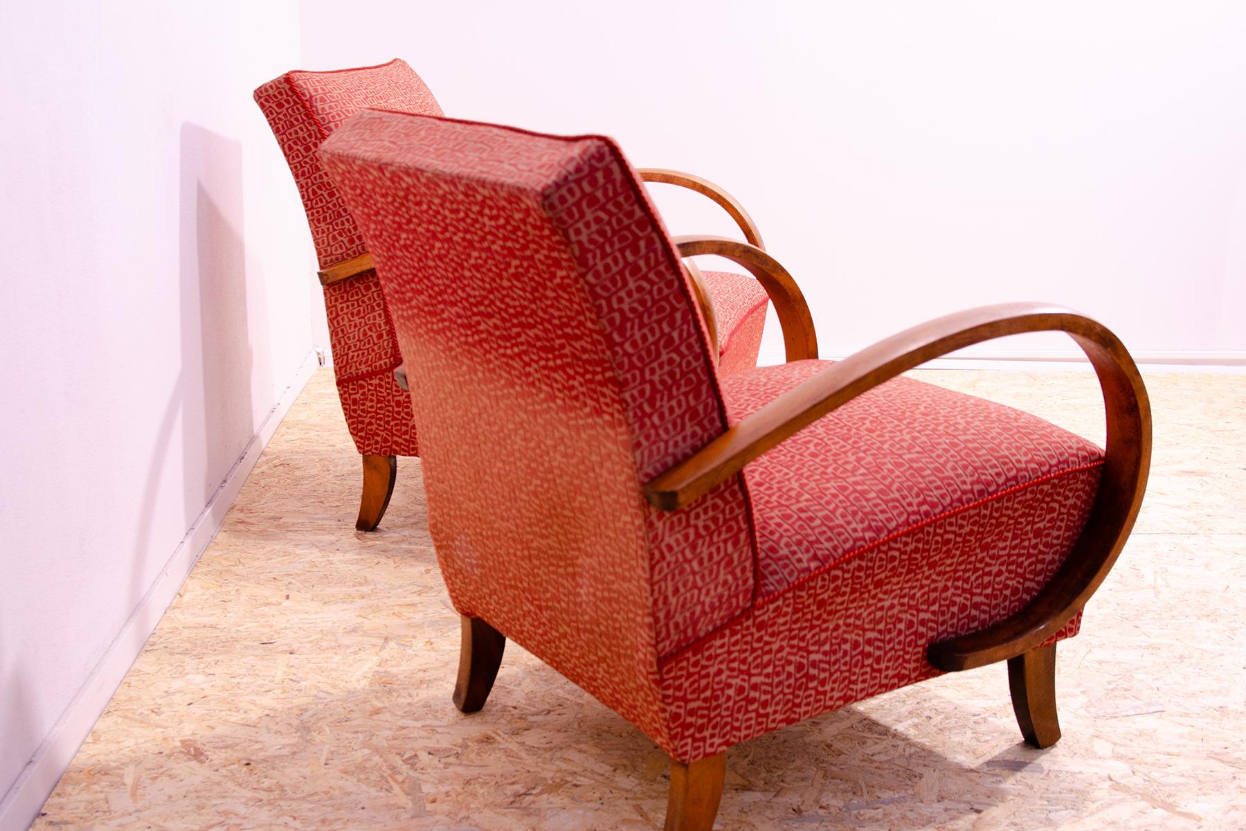 Czech Pair of midcentury bentwood armchairs by Jindřich Halabala for UP Závody, 1950´s For Sale