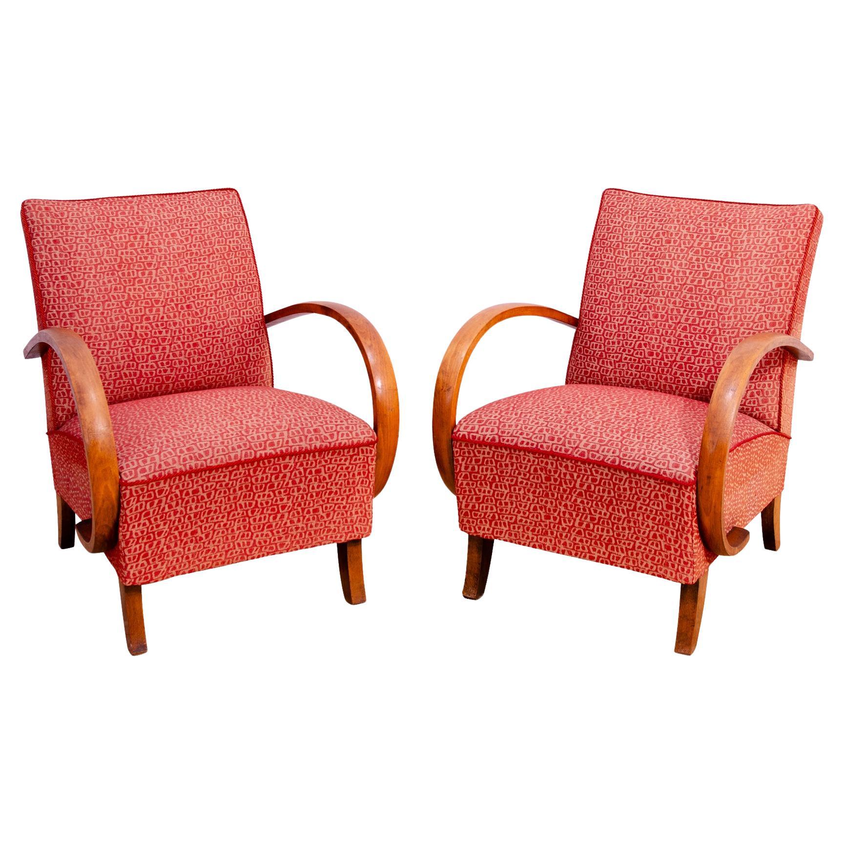 Pair of midcentury bentwood armchairs by Jindřich Halabala for UP Závody, 1950´s