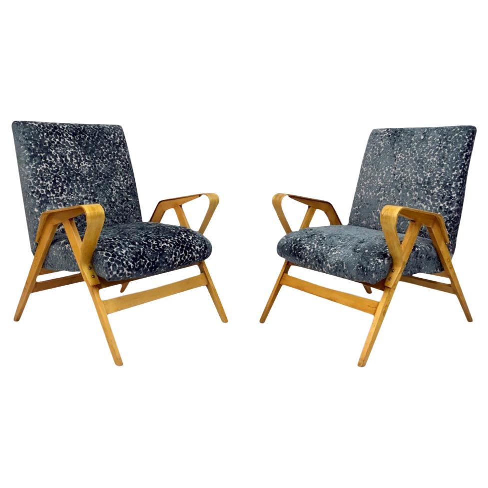 Pair of Midcentury Bentwood Armchairs by Tatra