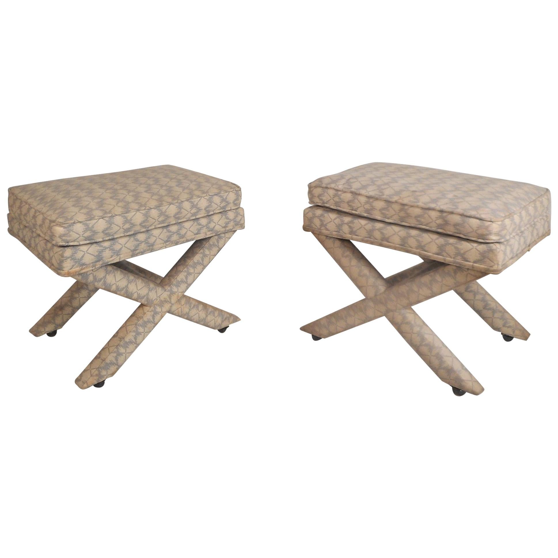 Pair of Midcentury Billy Baldwin Style Ottomans