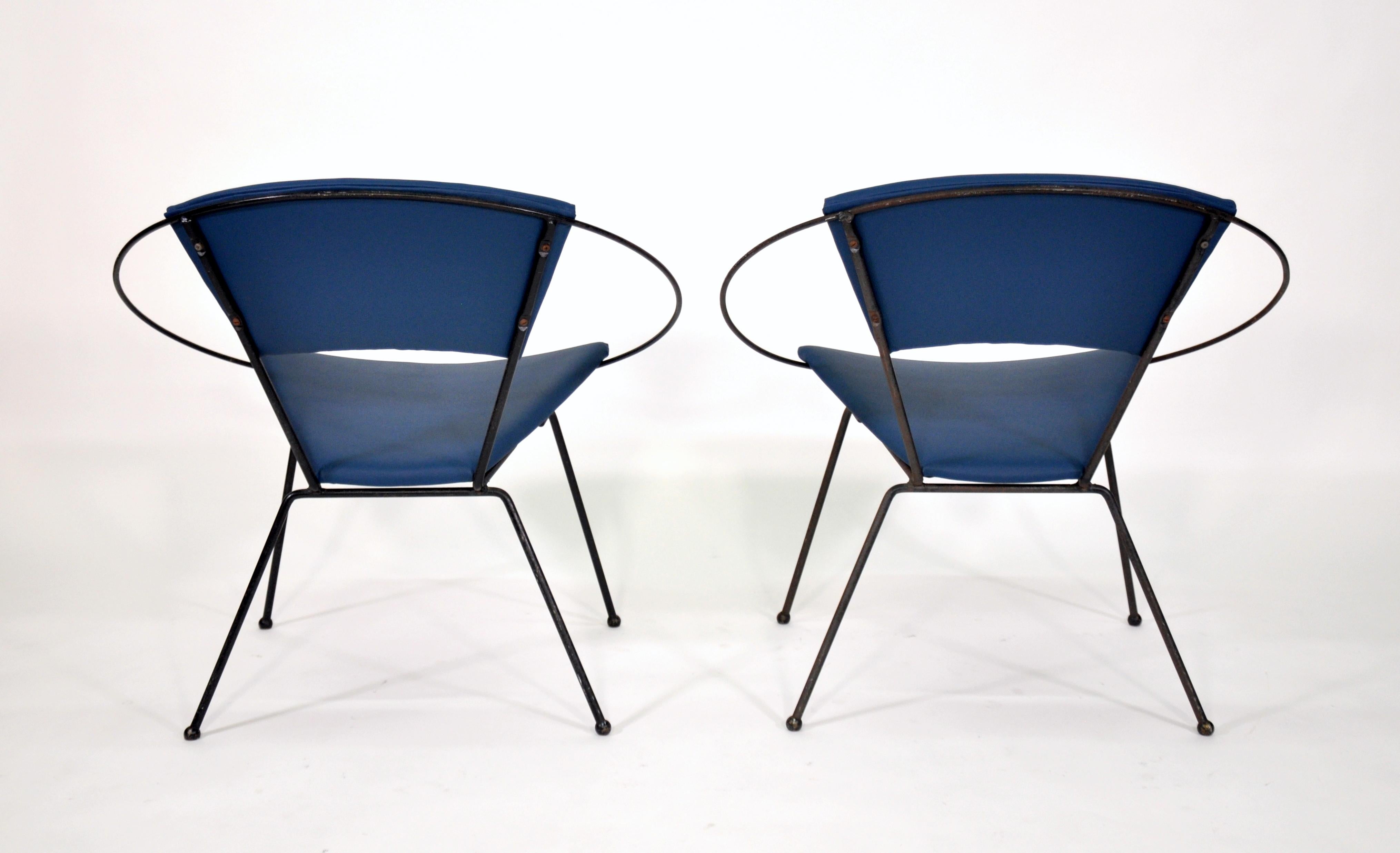 Pair of Mid-Century Black Iron Hoop Chairs by Cicchelli for Reilly-Wolff, 1950s 3