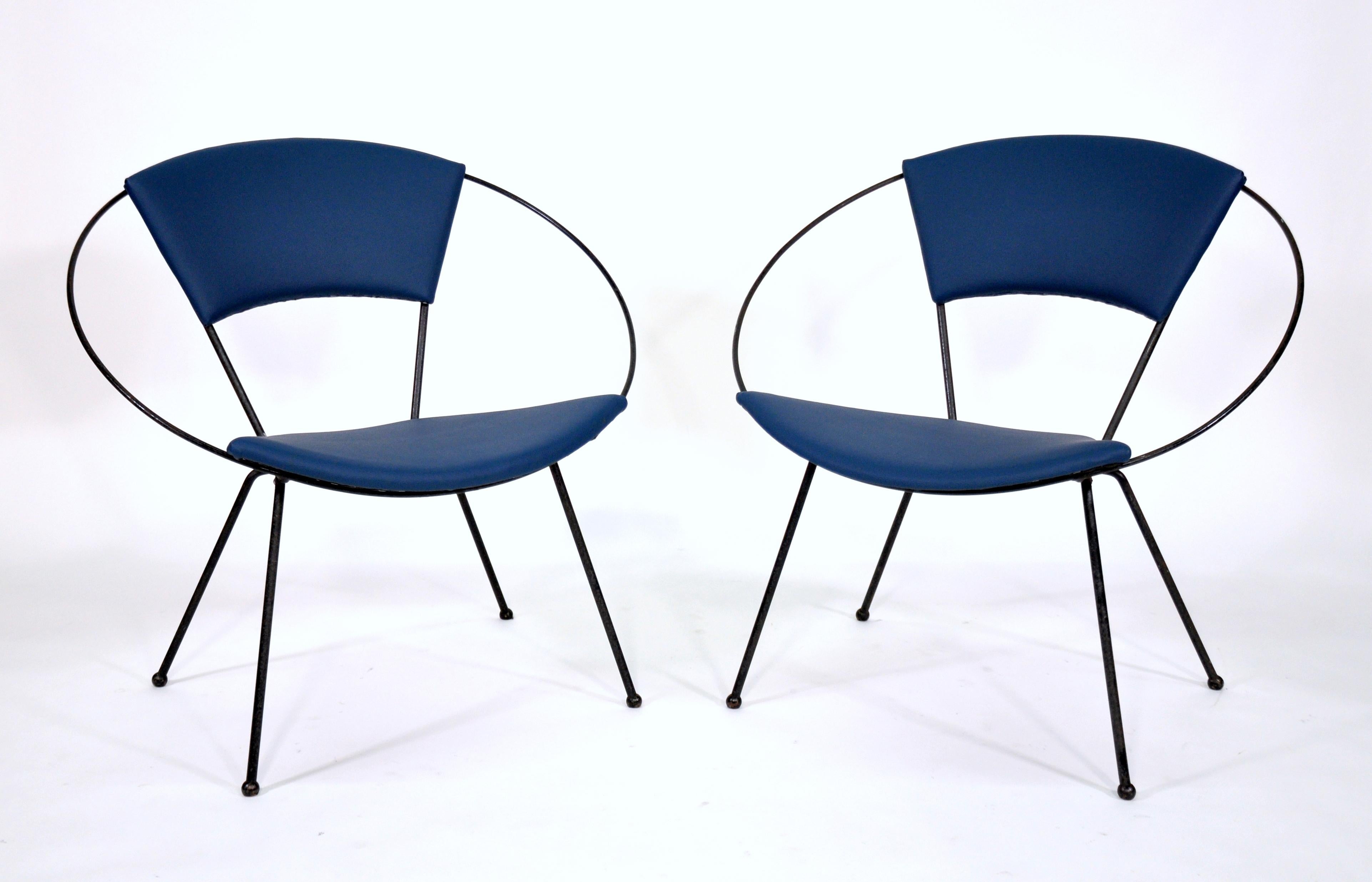 Pair of Mid-Century Black Iron Hoop Chairs by Cicchelli for Reilly-Wolff, 1950s 7