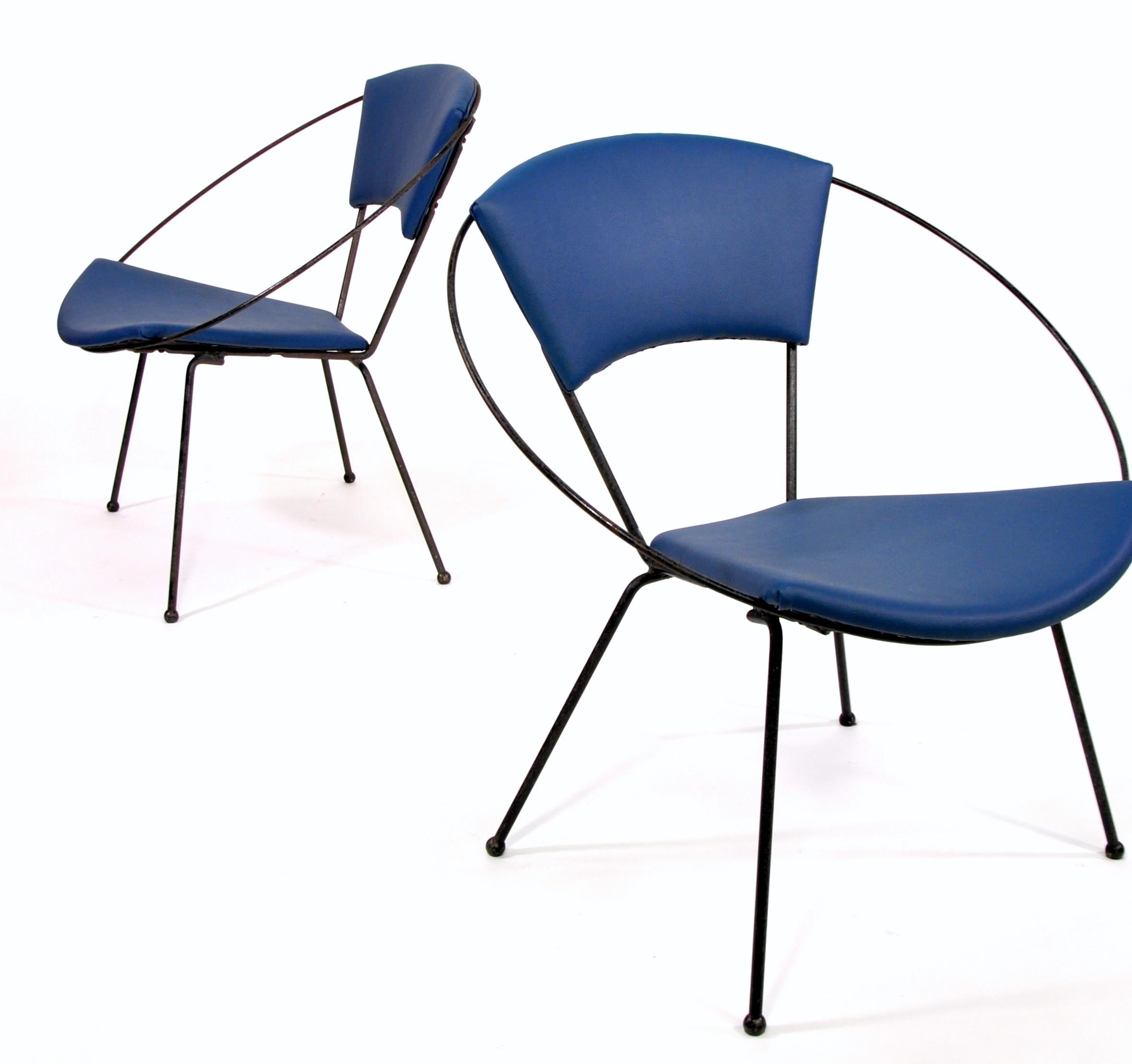 Mid-Century Modern Pair of Mid-Century Black Iron Hoop Chairs by Cicchelli for Reilly-Wolff, 1950s