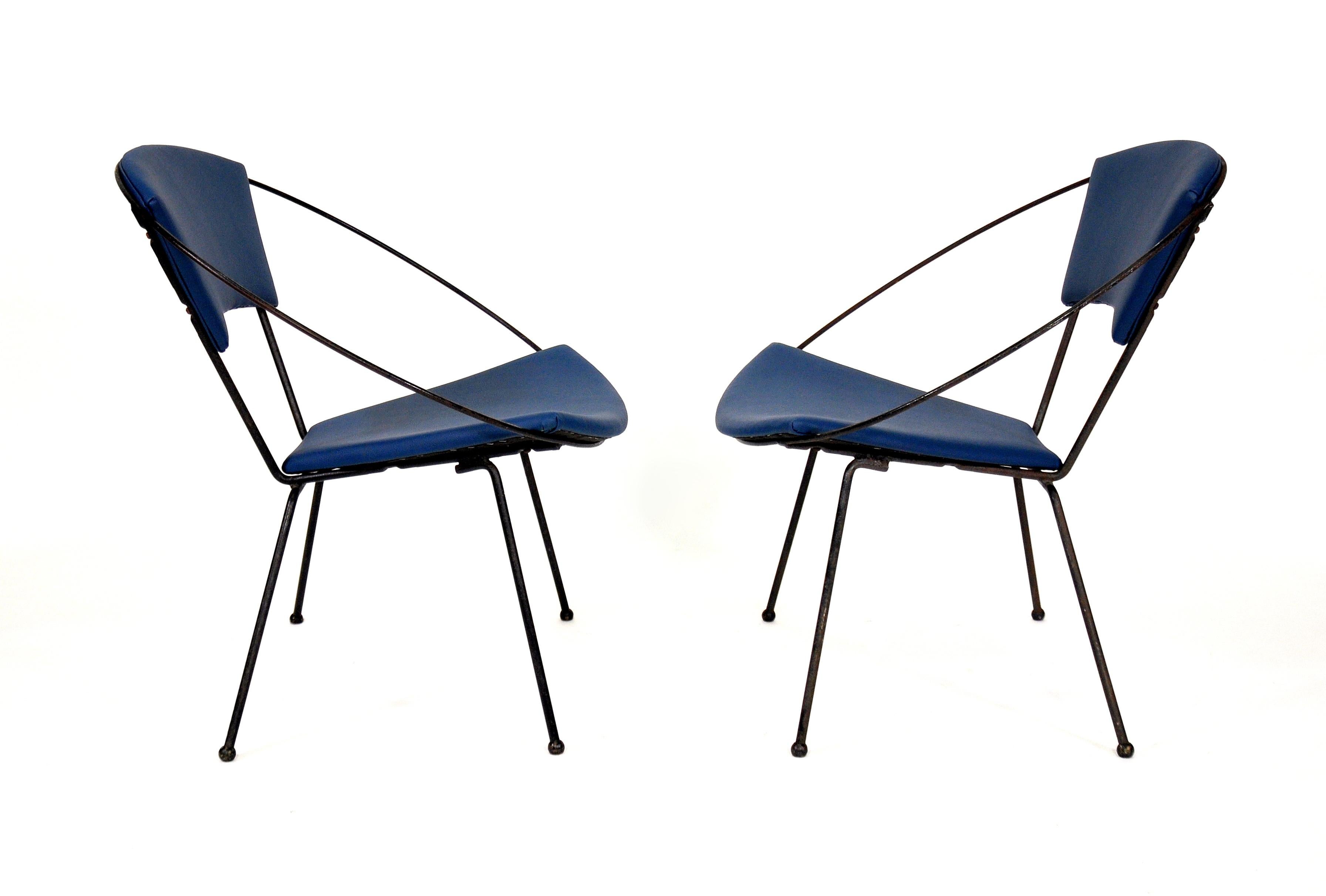 Pair of Mid-Century Black Iron Hoop Chairs by Cicchelli for Reilly-Wolff, 1950s 1