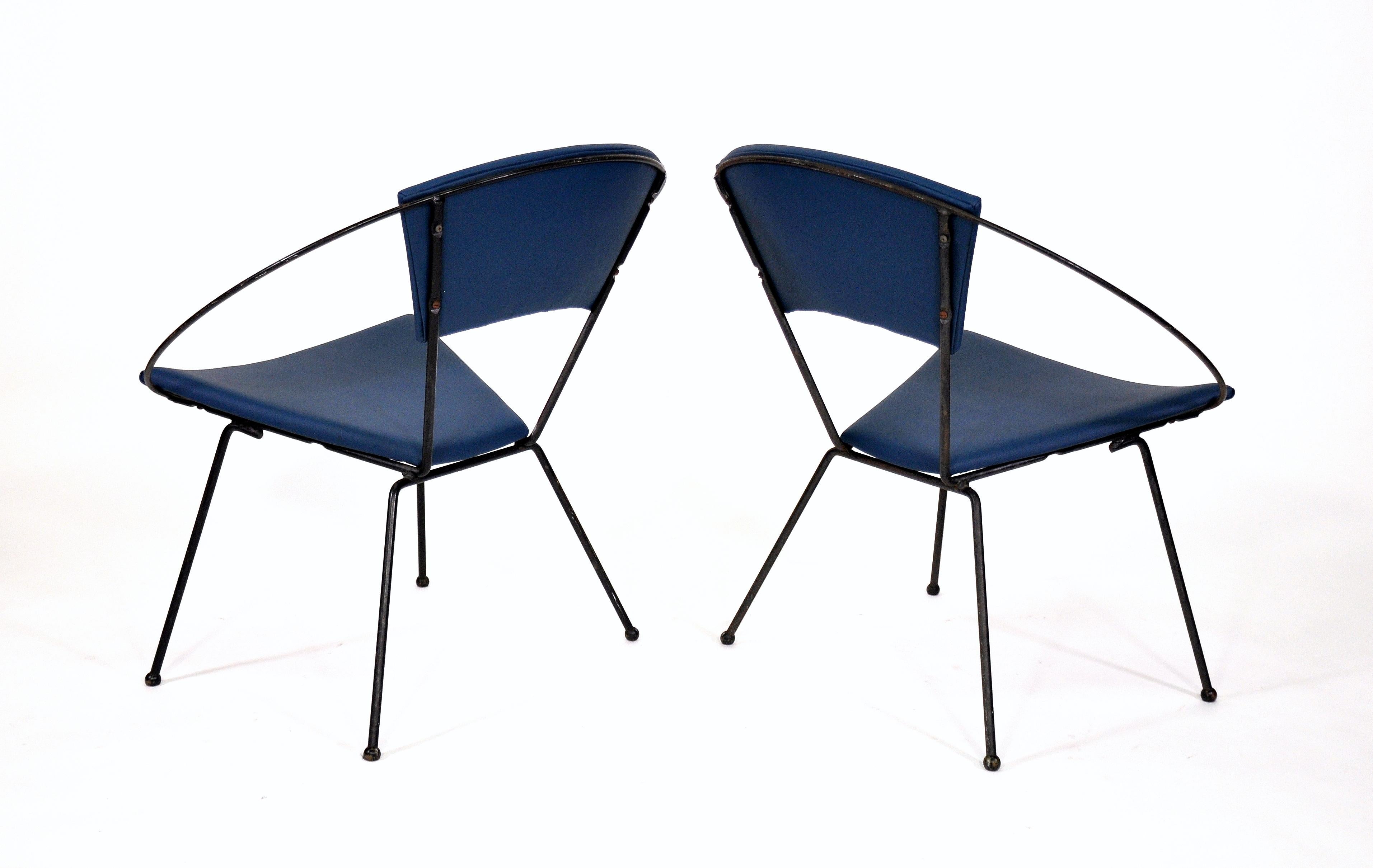 Pair of Mid-Century Black Iron Hoop Chairs by Cicchelli for Reilly-Wolff, 1950s 2