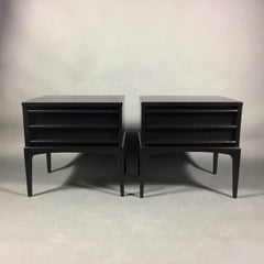 Pair of Midcentury Black Lacquered End Tables, USA, 1960s