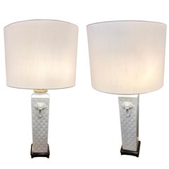 Pair of Midcentury Blanc de Chine Table Lamps
