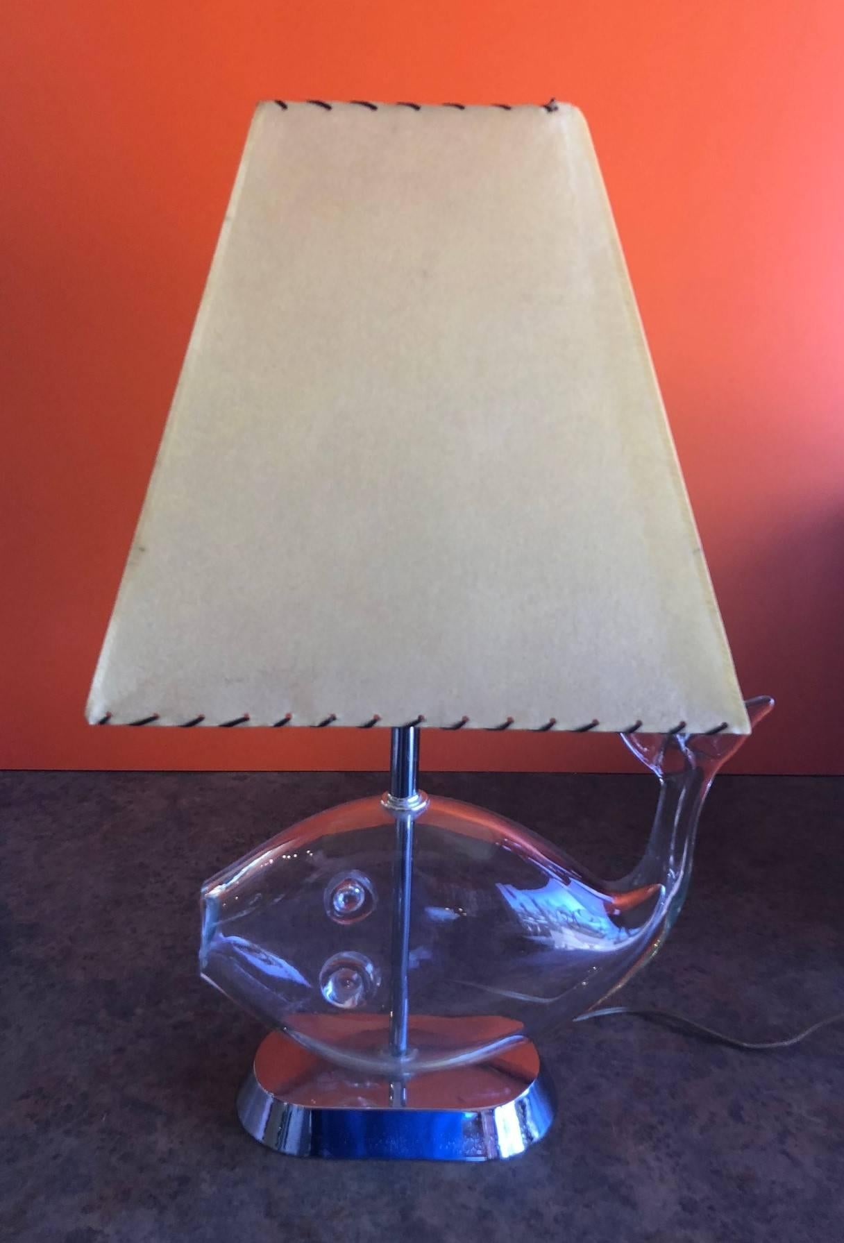 Pair of Midcentury Blown Glass Fish Lamps by Blenko 4