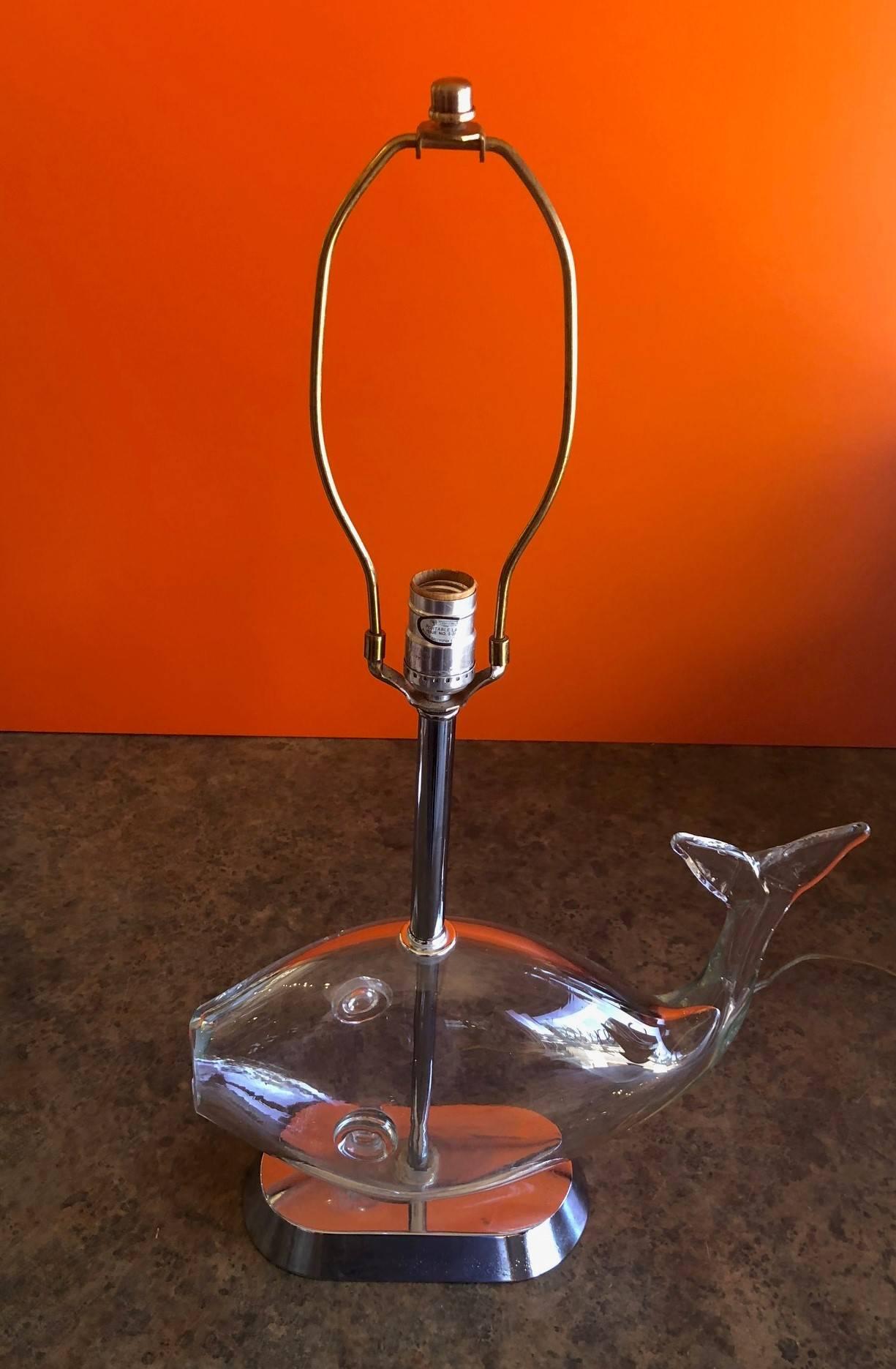 Pair of Midcentury Blown Glass Fish Lamps by Blenko 1