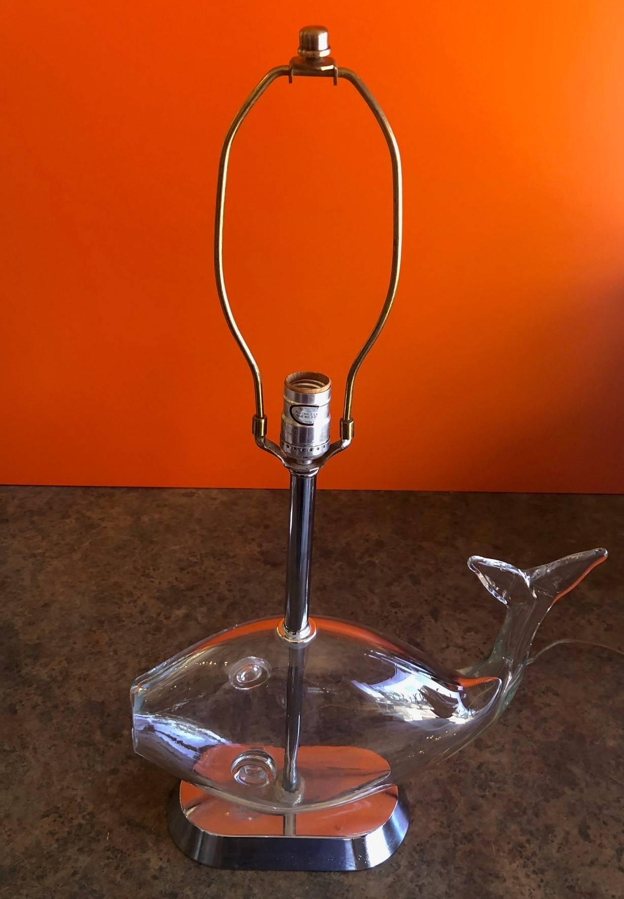 Pair of Midcentury Blown Glass Fish Lamps by Blenko 2