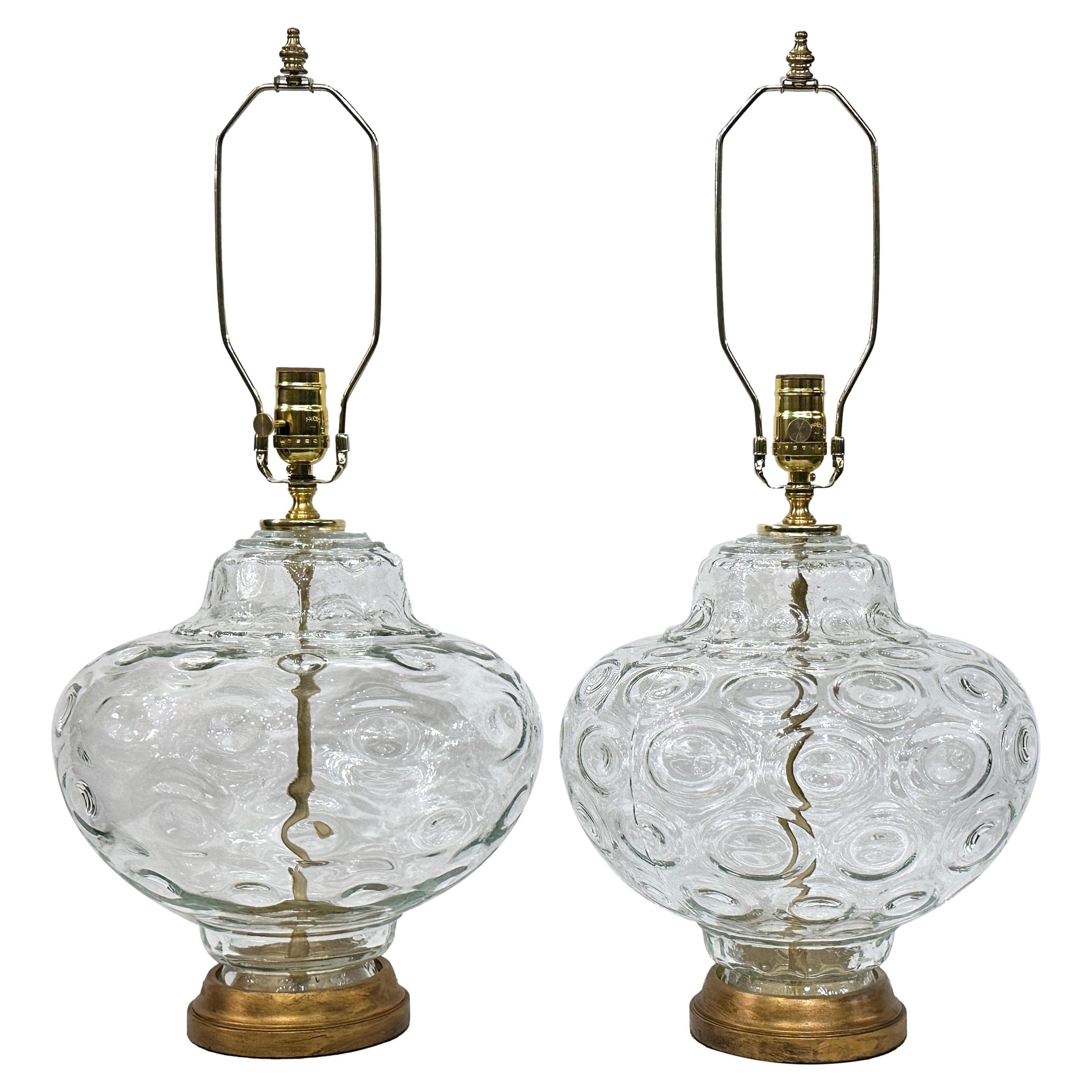 Pair of Midcentury Blown Lamps For Sale