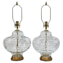 Pair of Midcentury Blown Lamps