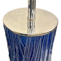 Pair of Midcentury Blue Porcelain Lamps