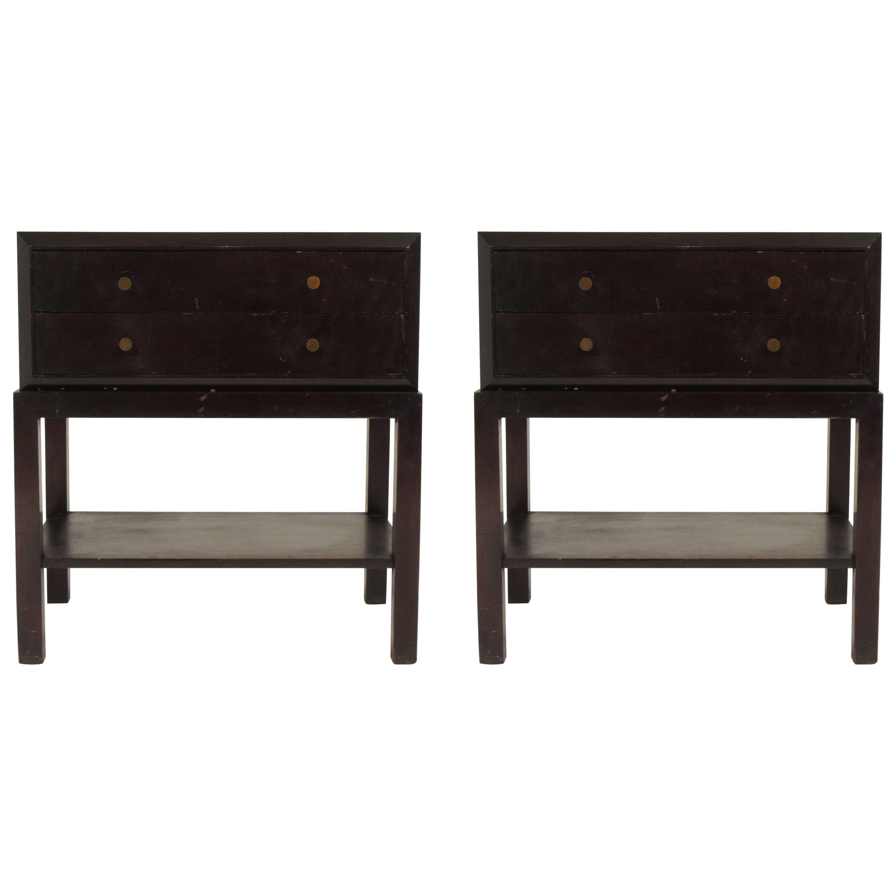 Pair of Midcentury Boxy End Tables