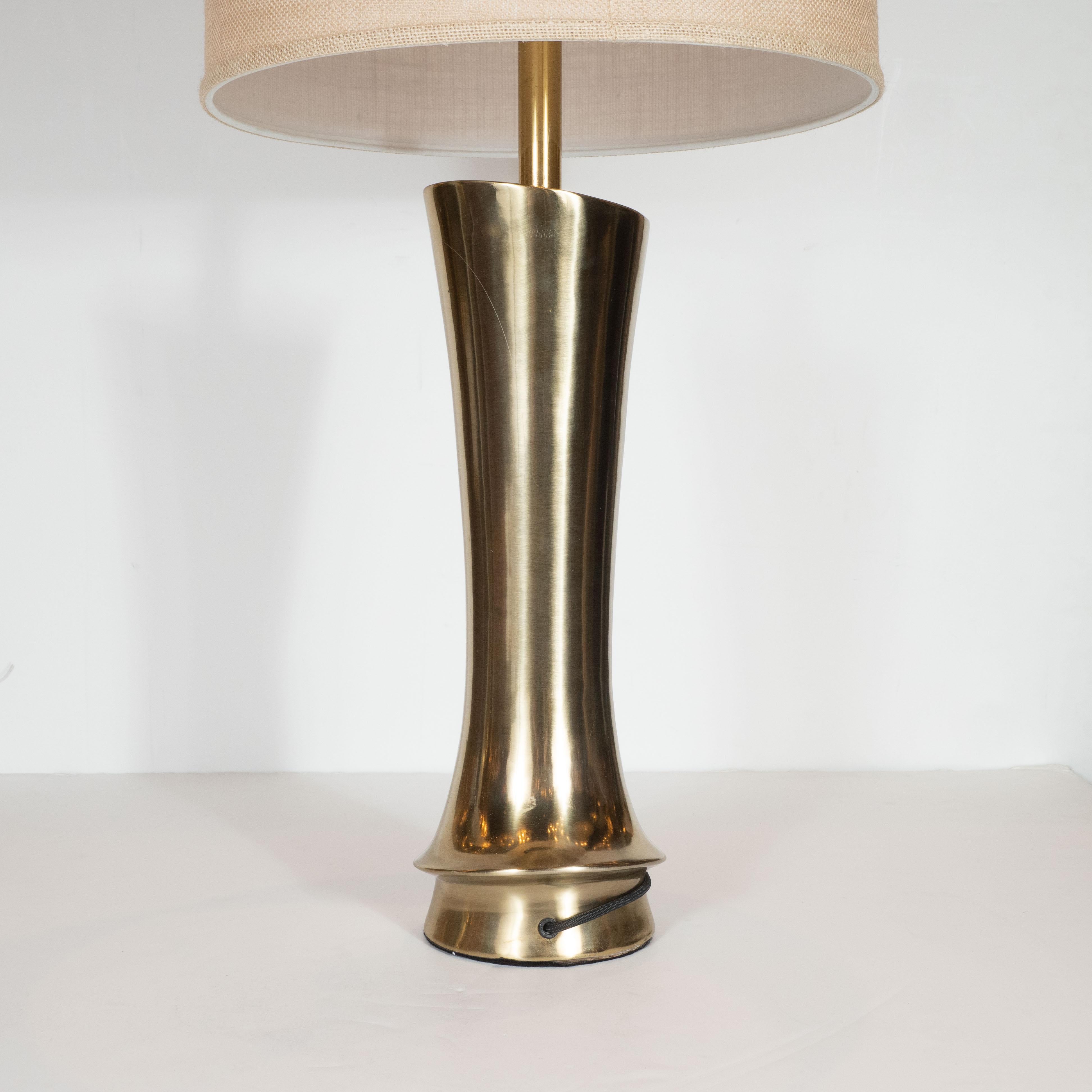 Pair of Midcentury Brass and Ebonized Walnut Table Lamps by Laurel & Co. 2