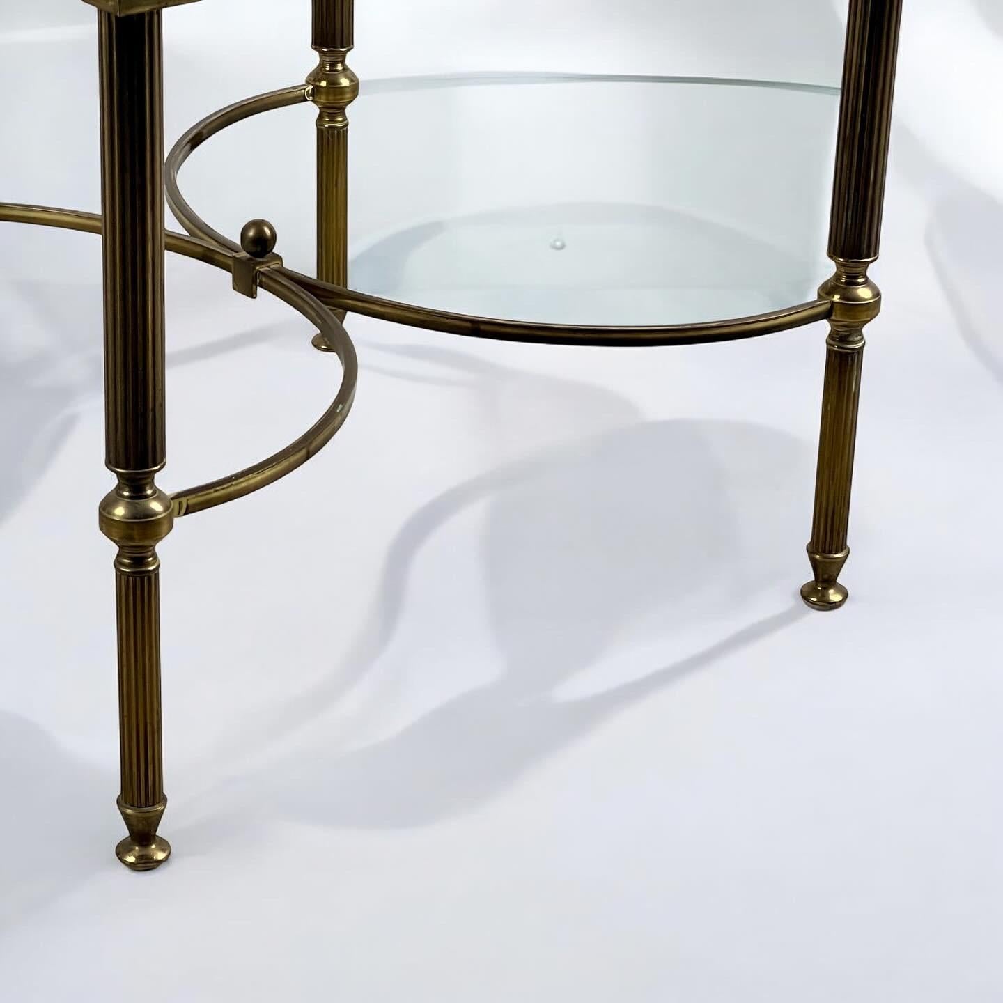 Pair Of Midcentury Brass And Smoked Glass Side, Lamp Or Bedside Tables In Good Condition For Sale In London, GB