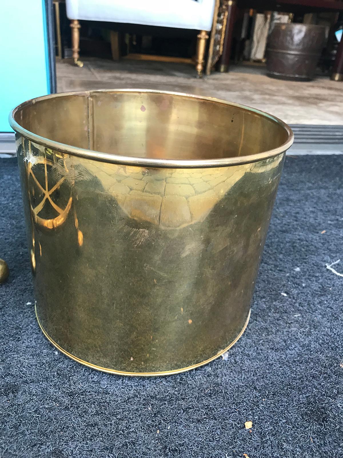 Pair of Midcentury Brass Cachepots with Faux Bamboo Holders 7