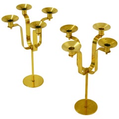 Pair of Midcentury Brass Candelabras by Hans-Agne Jakobsson