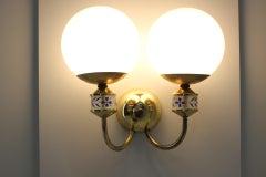 Paar Messing-Wandlampen oder Scones aus der Mitte des Jahrhunderts, 1970er Jahre