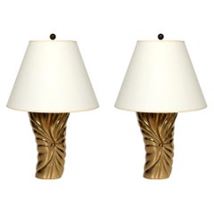 Pair of Midcentury Brass "Draped" Lamps
