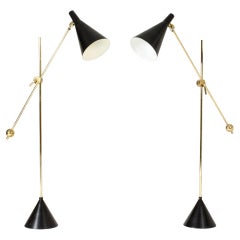 Pair of Midcentury Brass Floor Lamps by Tapio Wirkkala for Idman Oy