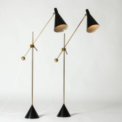 Pair of Midcentury Brass Floor Lamps by Tapio Wirkkala for Idman Oy