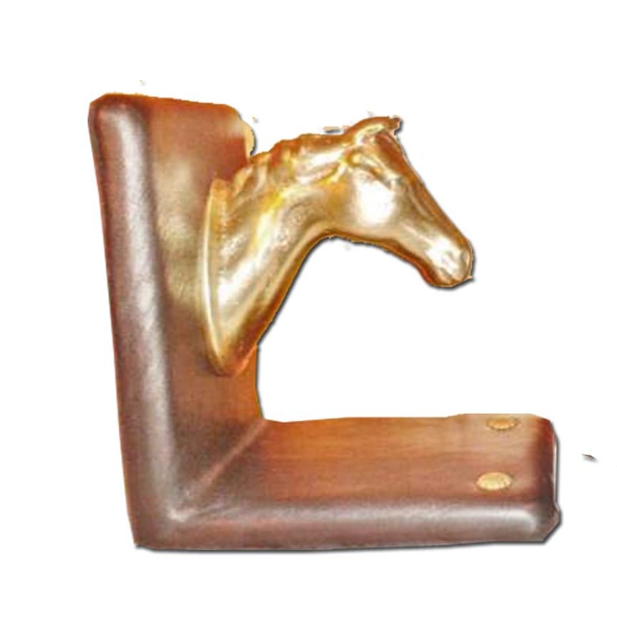 Pair of Midcentury Brass Horse Sculpture and Brown Leather French Bookends 13