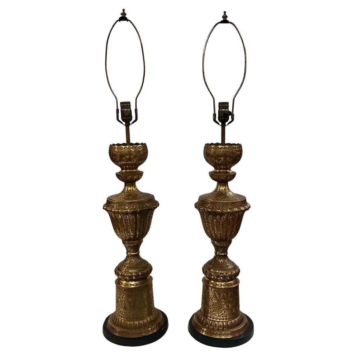 Pair of Midcentury Brass Lamps