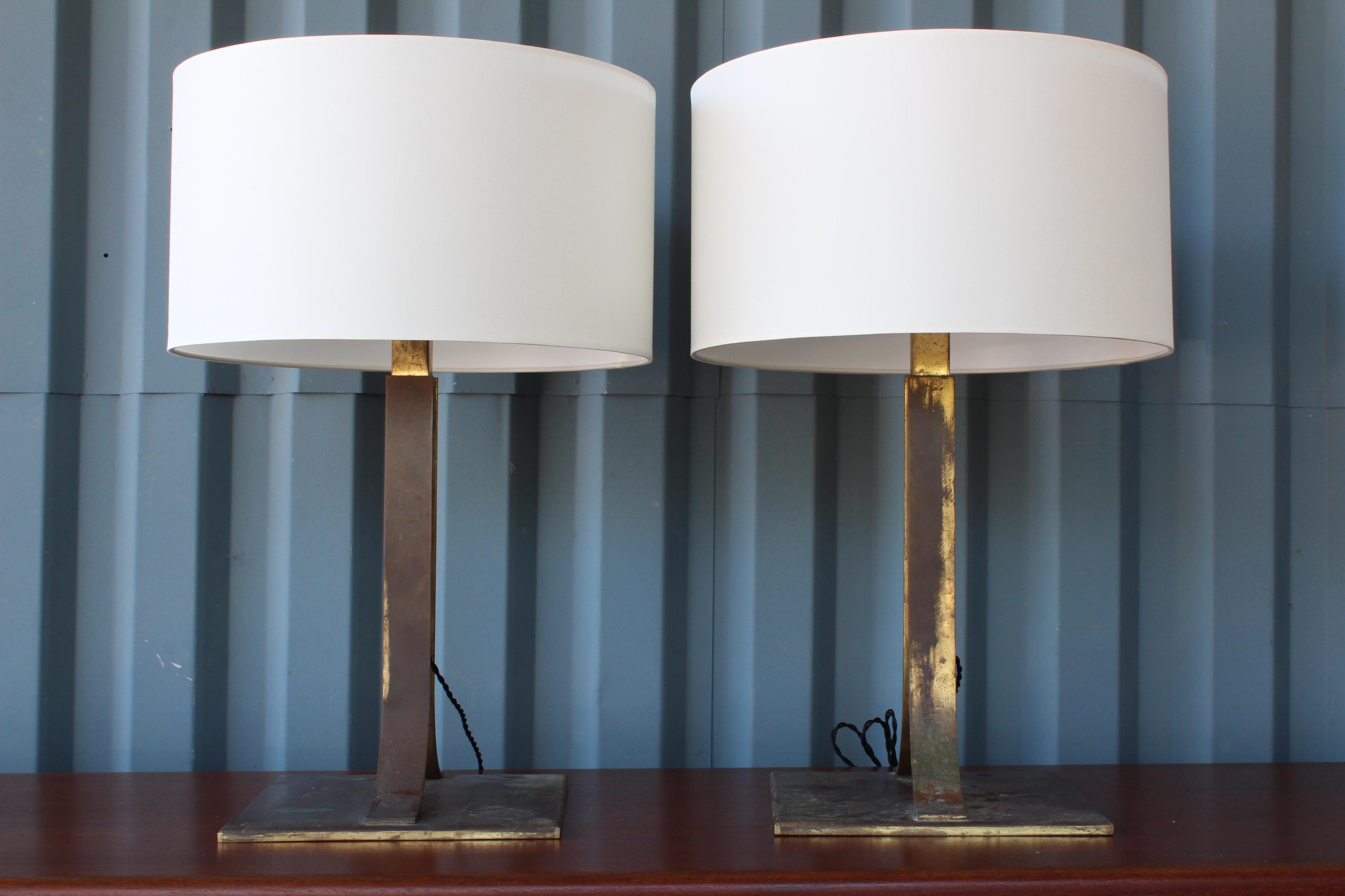 Pair of Midcentury Brass Lamps, Italy, 1960s 3